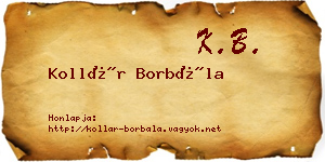 Kollár Borbála névjegykártya